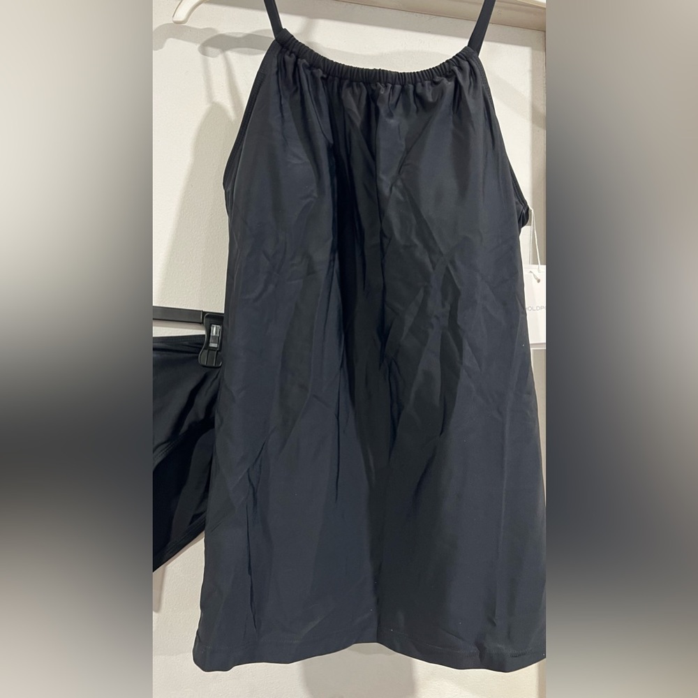 Hold Pose High Neck black Tankini & Bottom
